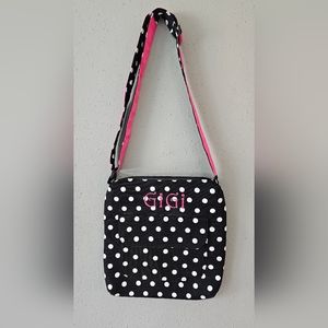 INITIALS,INC BLACK & WHITE POLKA DOT BAG/PURSE, "GIGI"
